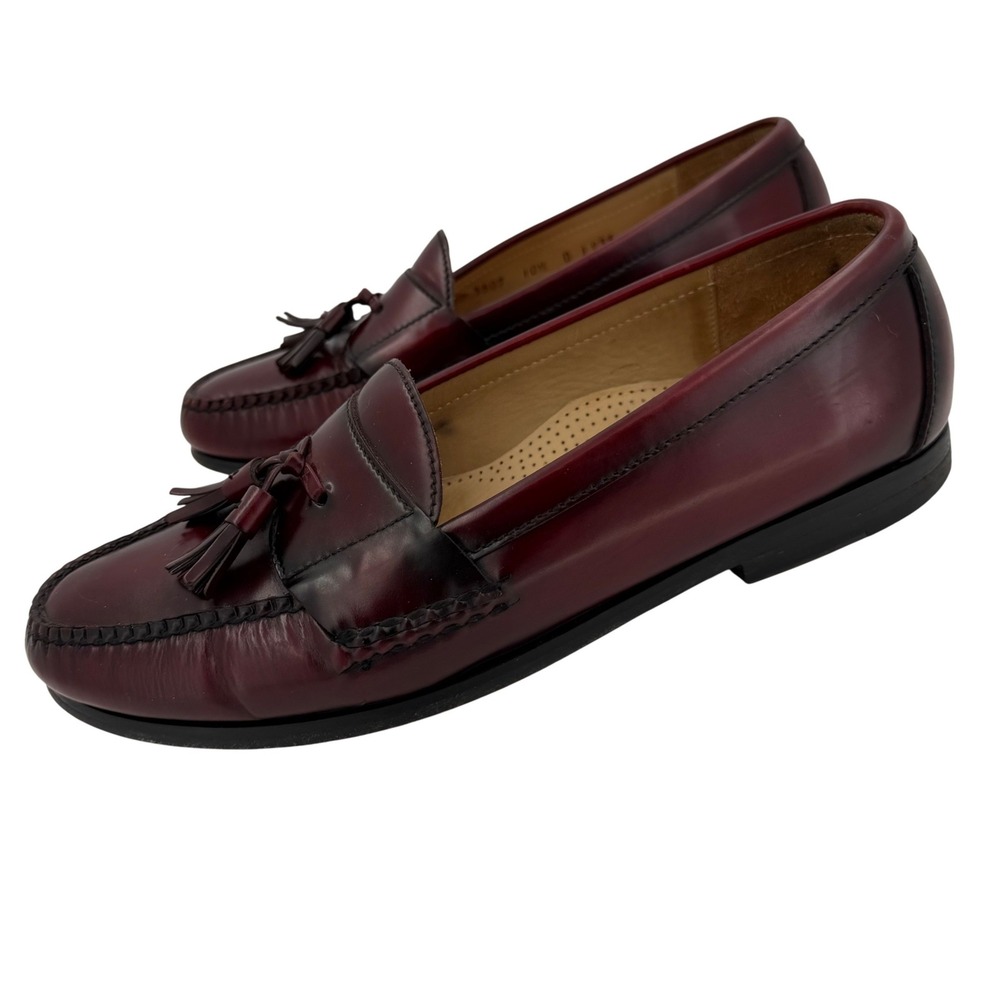 Cole Haan City Burgundy Tassel Loafers Oxblood Leather Dress Shoes Mens 10.5D